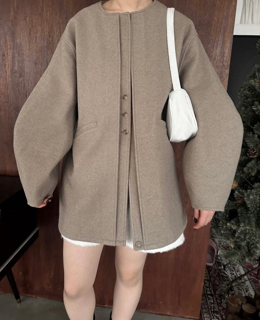 ジャケット・アウター lawgy 2way neck front double point coat