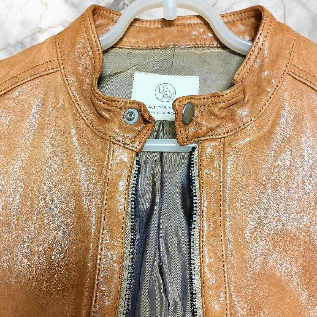 ユナイテッドアローズ BY レザー ジャケット L ライトブラウン