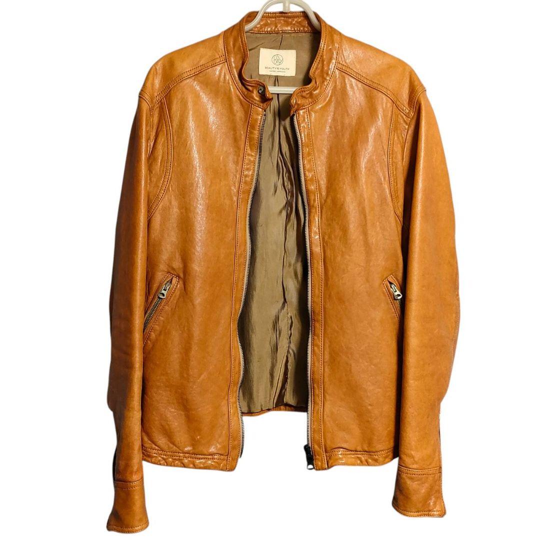ユナイテッドアローズ BY レザー ジャケット L ライトブラウン