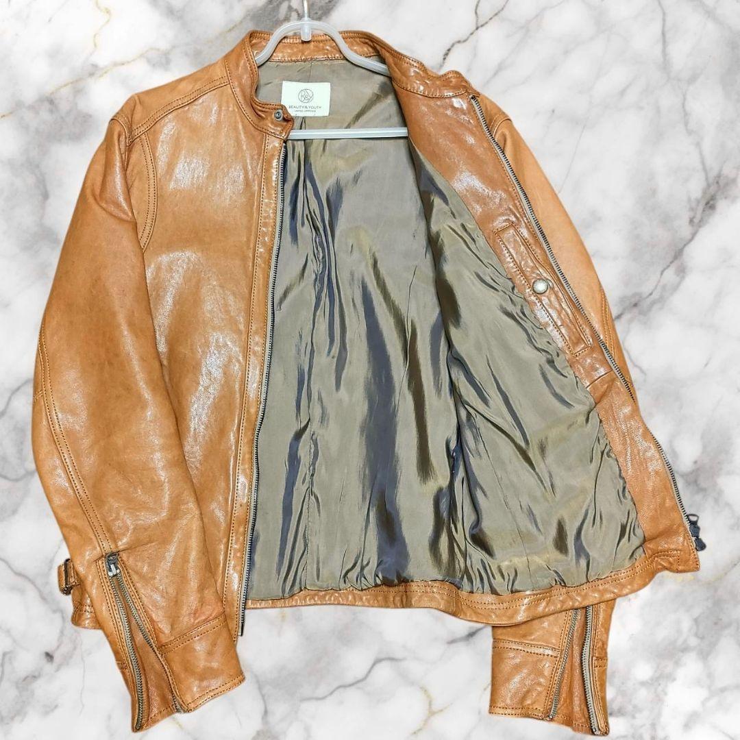 ユナイテッドアローズ BY レザー ジャケット L ライトブラウン