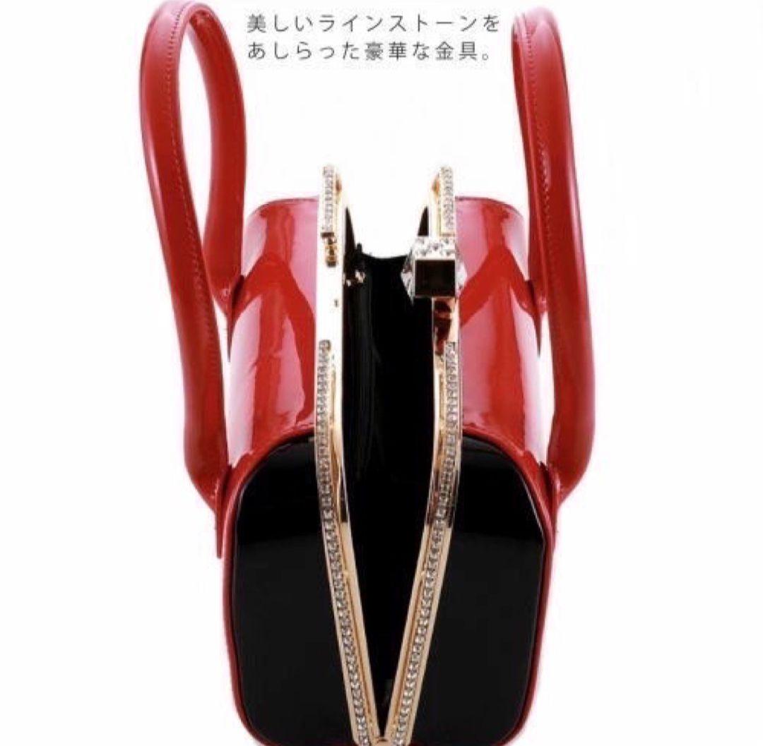 赤エナメル　和装バック&草履セット