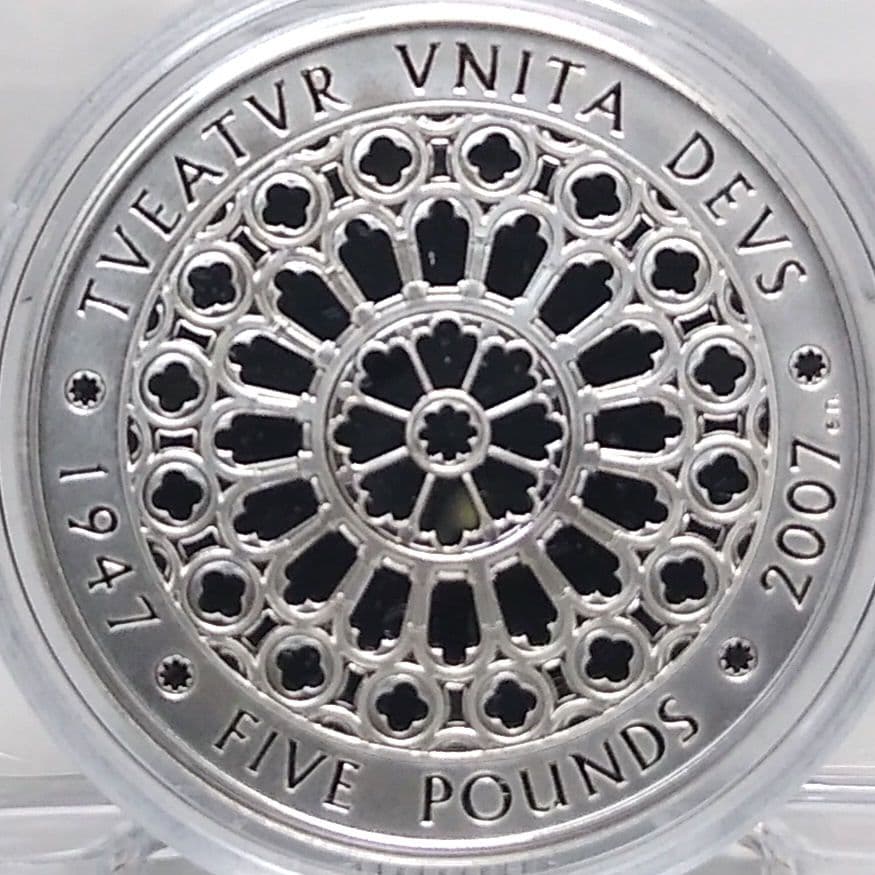 2007 ダイヤモンドウエディング 5ポンド プルーフ銀貨 ③