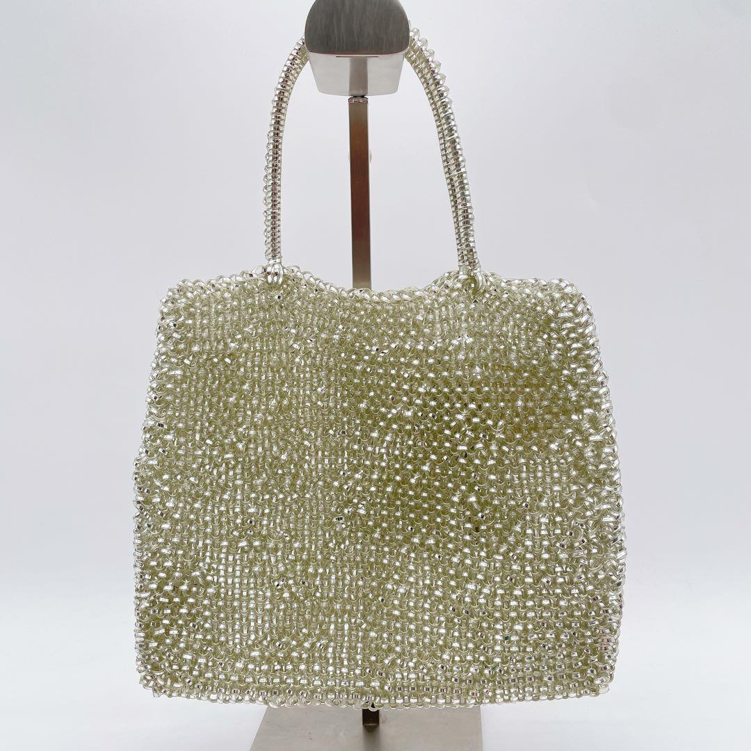 極美品✨【アンテプリマ】2wayワイヤーバッグ シルバーリボン ビジュー 保存袋