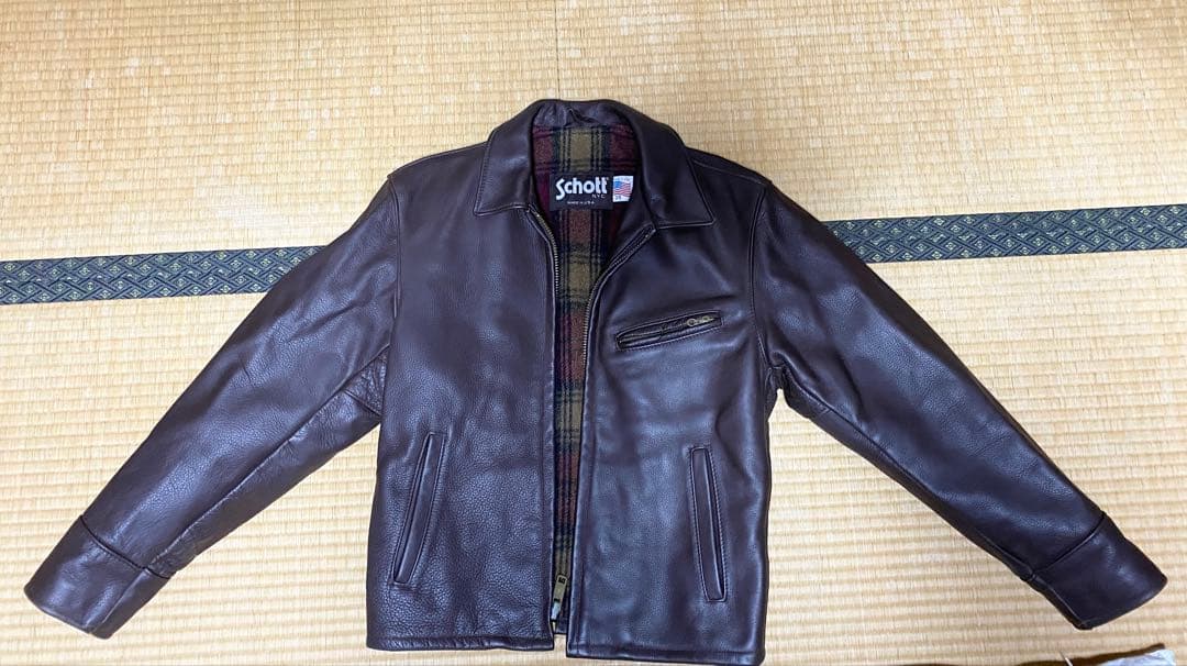 【値下】Schott シングルライダースジャケット サイズ38 ダークブラウン