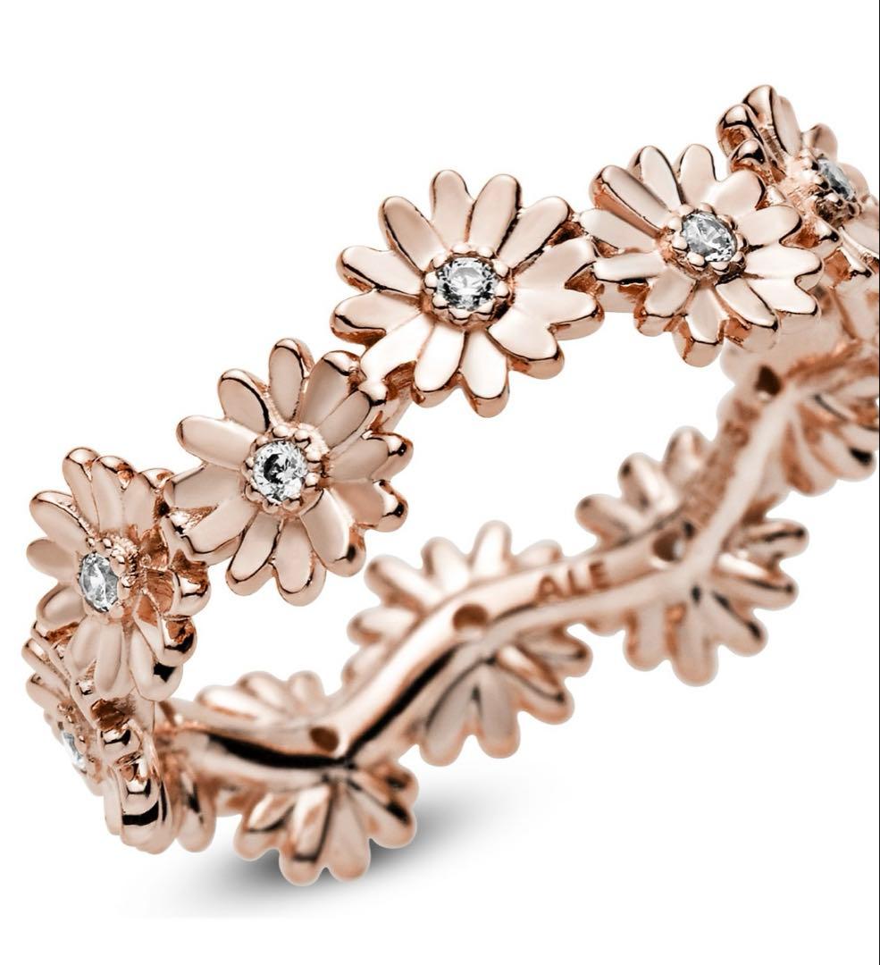 パンドラスパークリング デイジー フラワー クラウン ゴールド リング　数号20