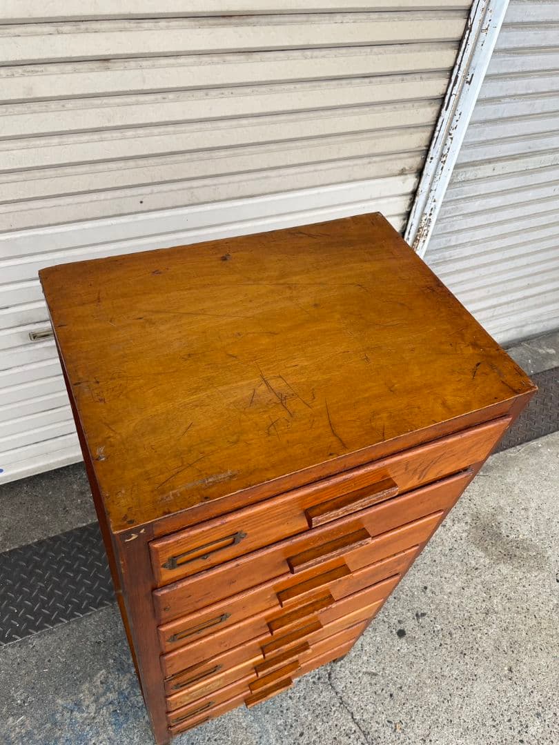 USアンティーク 古い木の引出し チェスト 書類ケース 棚 古家具 ヴィンテージ