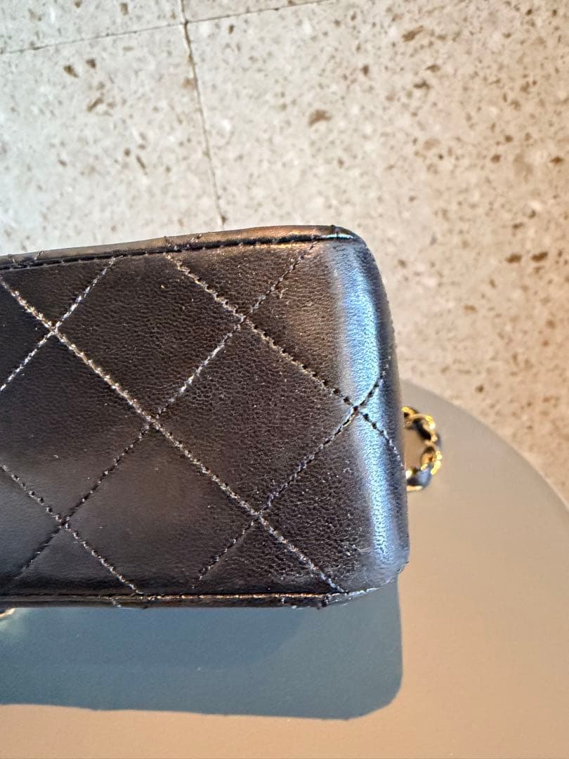 CHANEL ヴィンテージマトラッセ ダブルチェーン G金具 ブラック