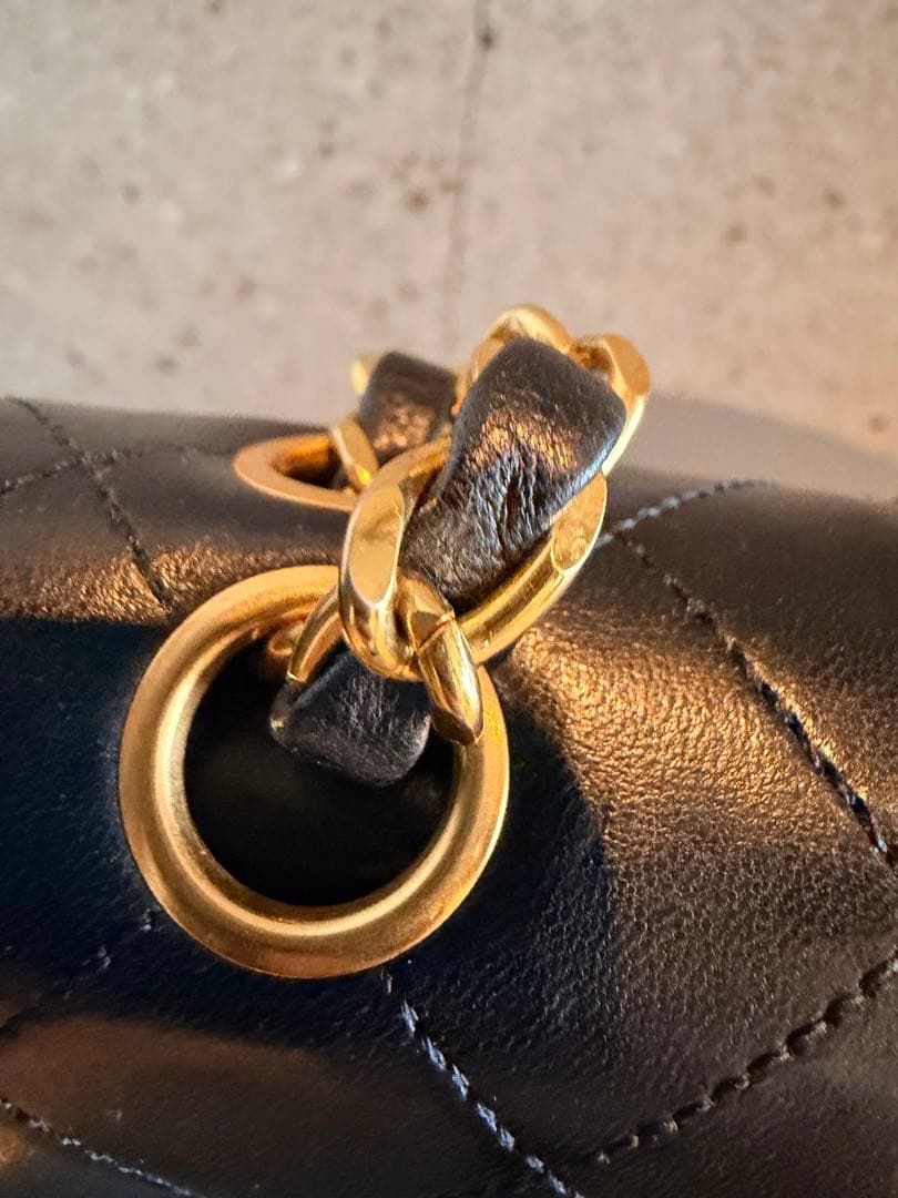 CHANEL ヴィンテージマトラッセ ダブルチェーン G金具 ブラック
