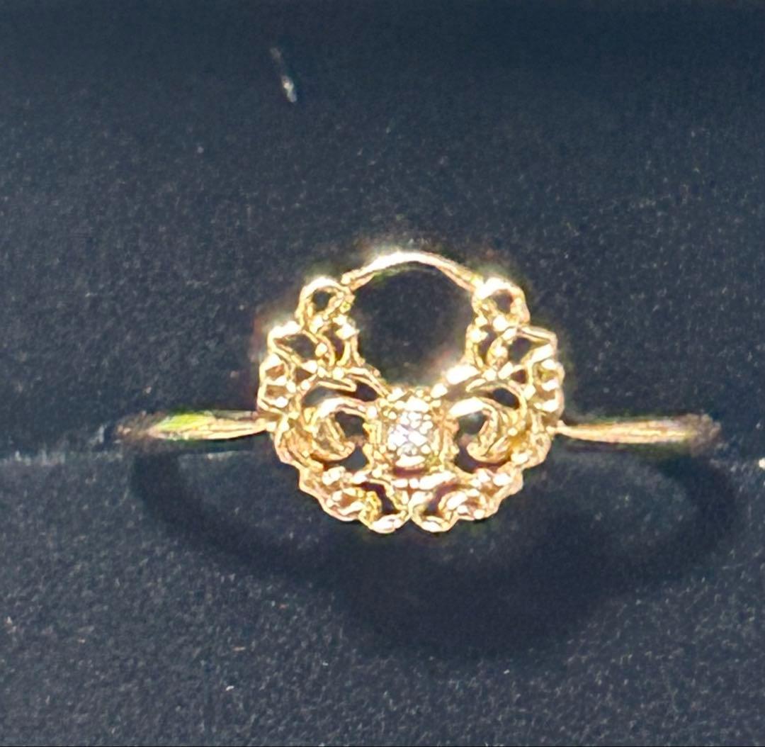 agete アガット　K10ダイヤ透かしリング　9号