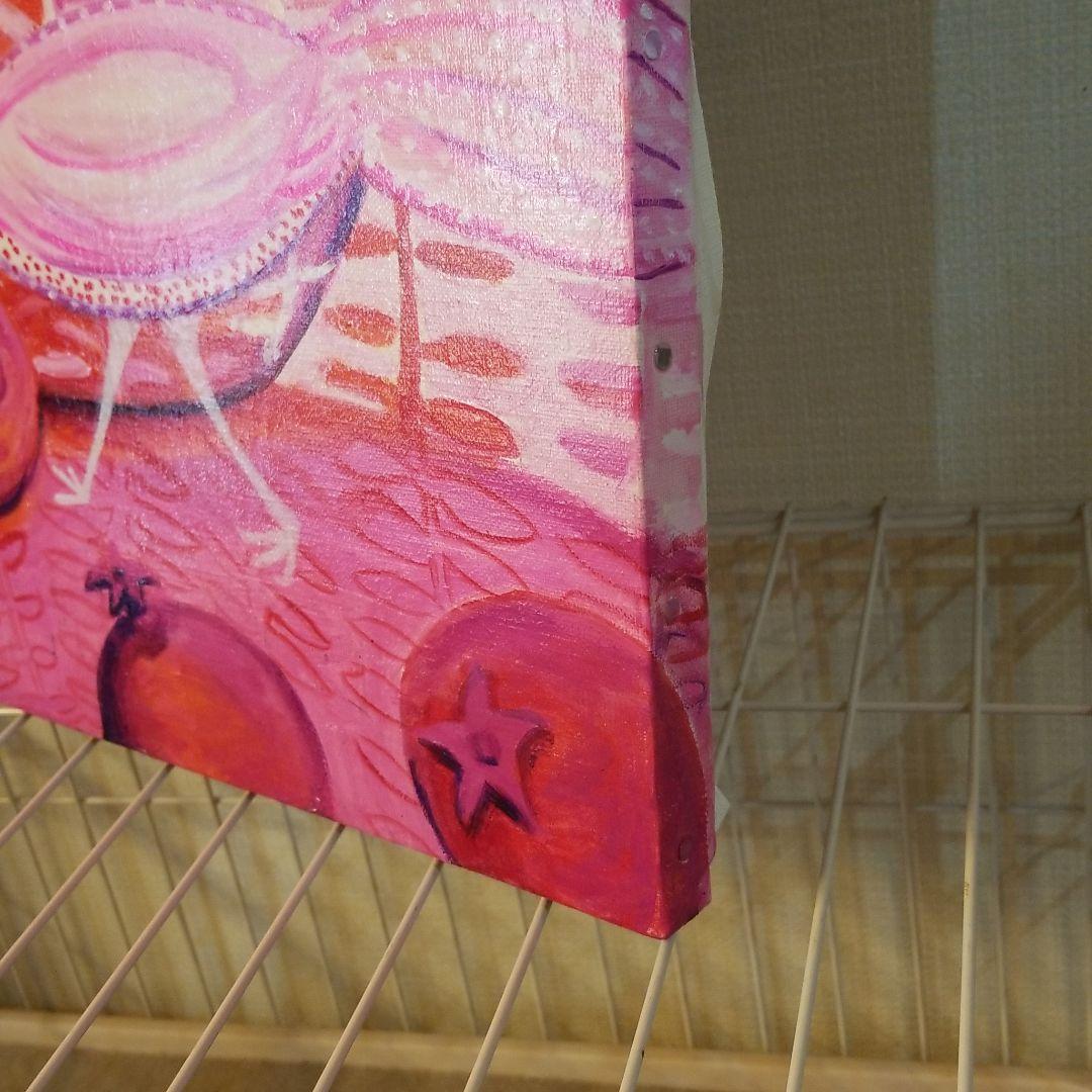 油絵　はち　小鳥さんのかくれんぼ　その2 見つけようとする鳥