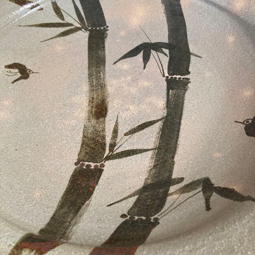 【中里重利】唐津焼の伝統　日展無審査　三玄窯　中里重利作　絵唐津竹文　大皿