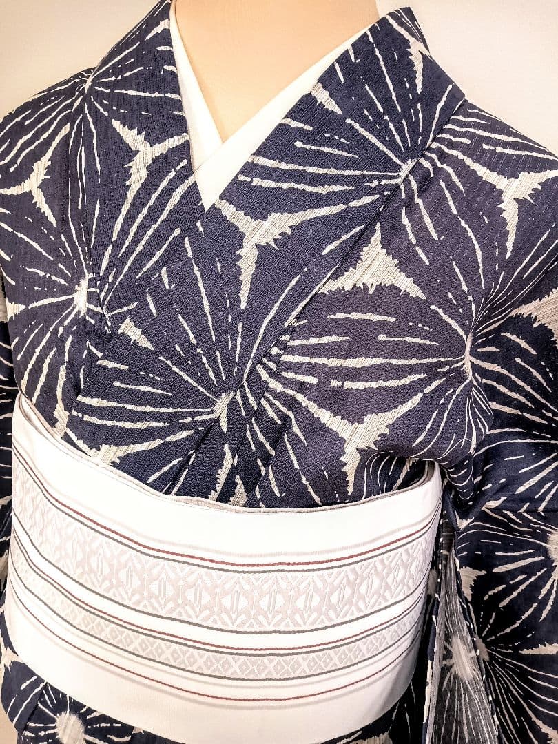 綿麻ゆかた　きもの兼用柄　トールサイズ　裄70cm