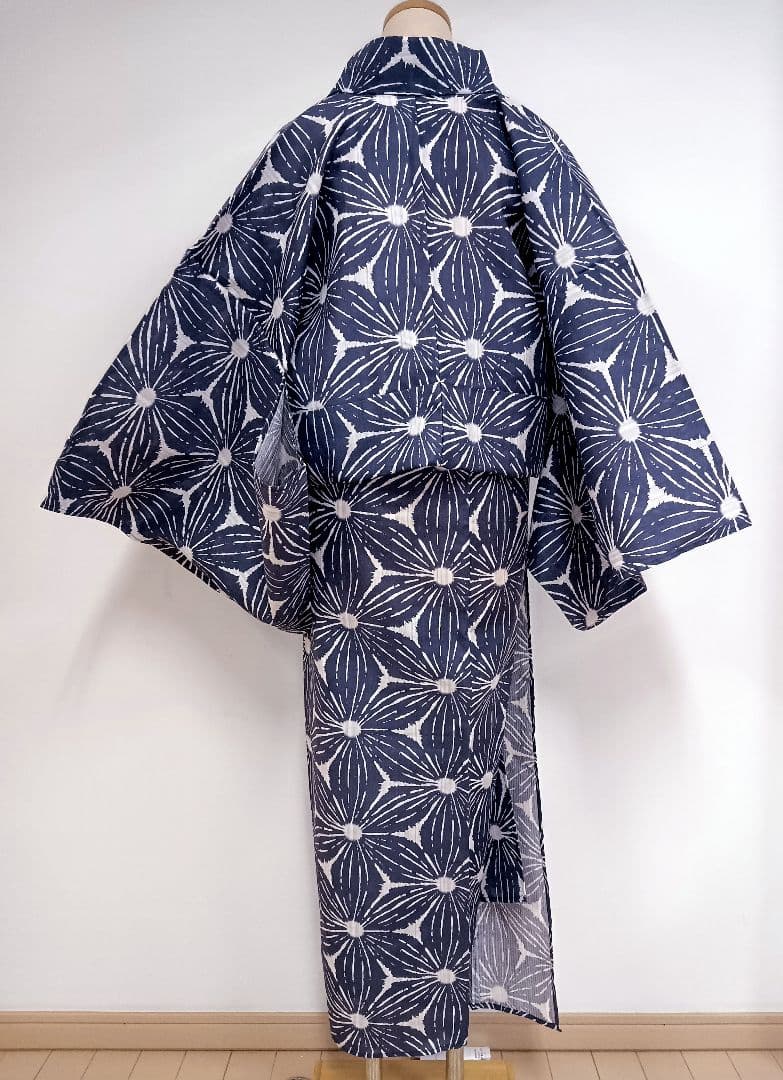 綿麻ゆかた　きもの兼用柄　トールサイズ　裄70cm