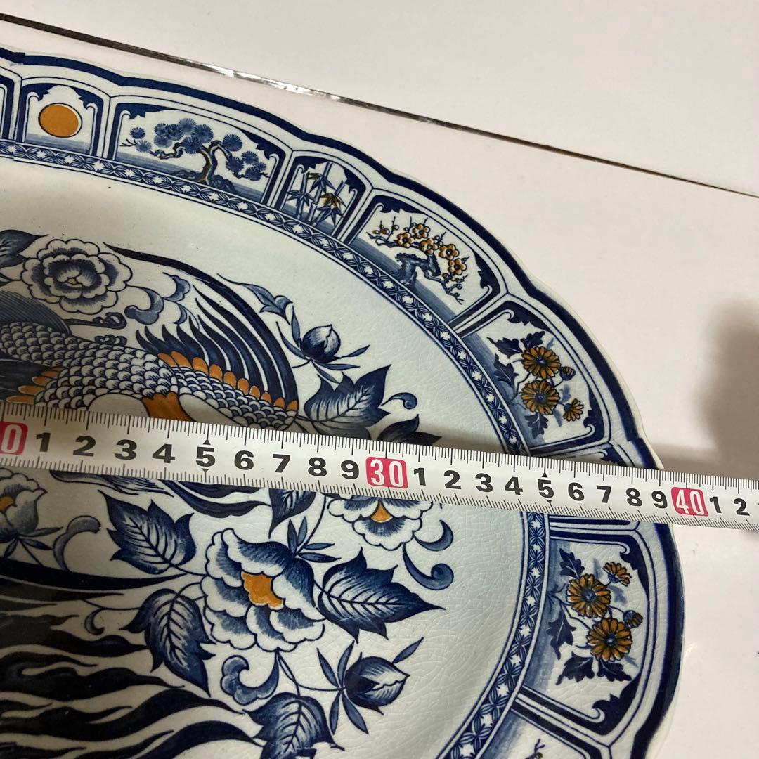 高級品・アンティーク・約40cmの大きな鳳凰柄オーバルプレート