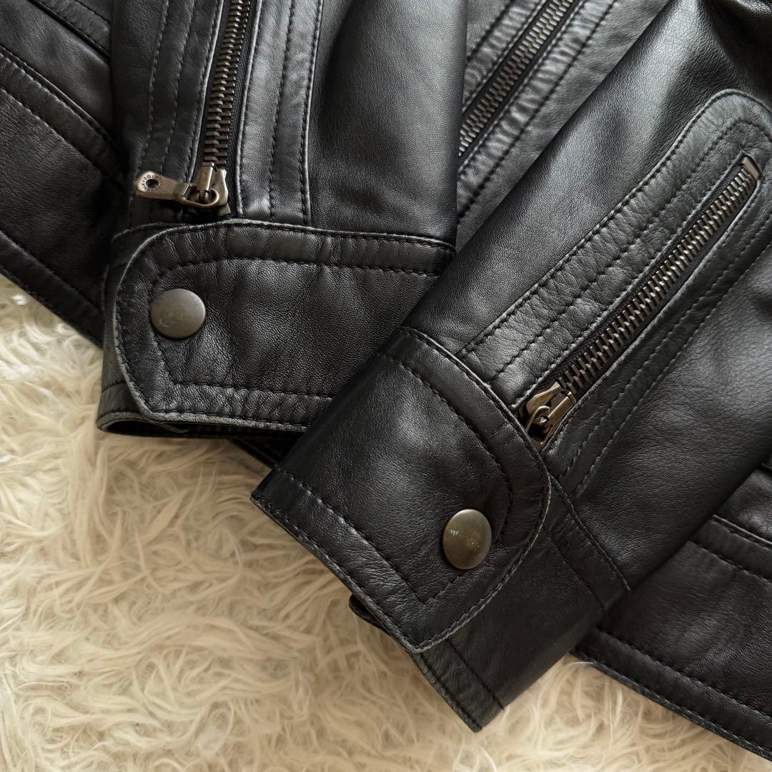 美品【ドルチェ＆ガッバーナ】ライイダース　ラムレザー　黒　裏地DGロゴ