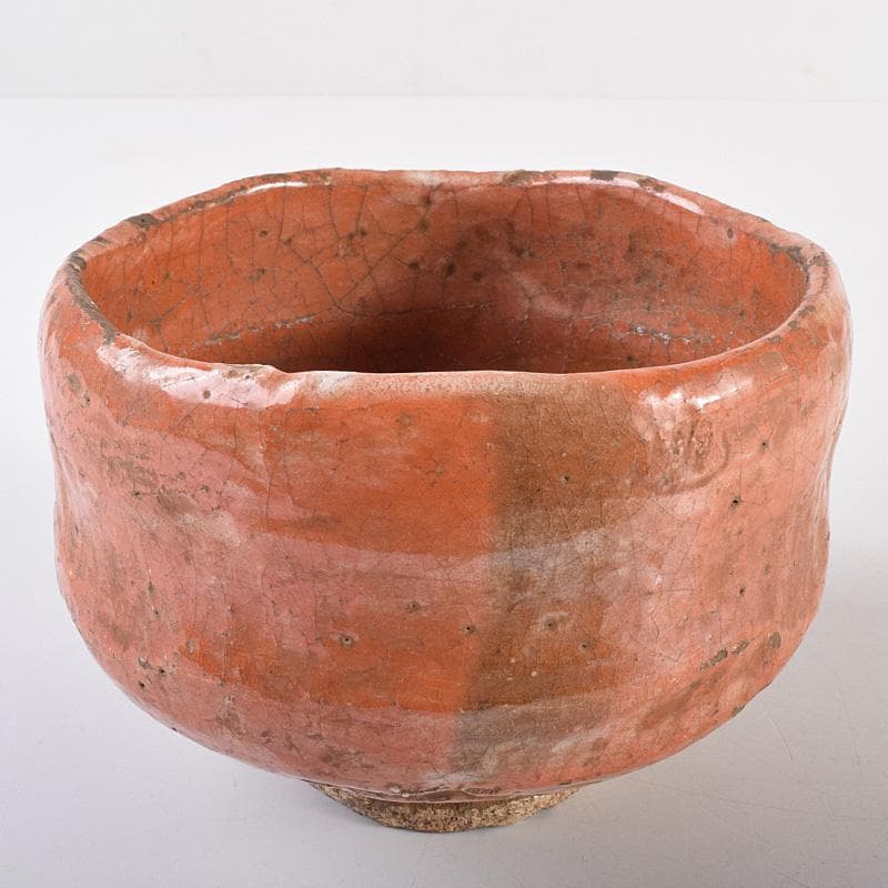 茶道具　楽吉左衛門　左入作　赤楽茶碗　九代　大樋長左衛門極め箱　V　R7631