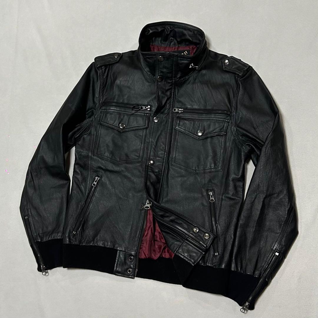 00s ピッグ レザー シングルライダース ダブルジップ モードロック y2k