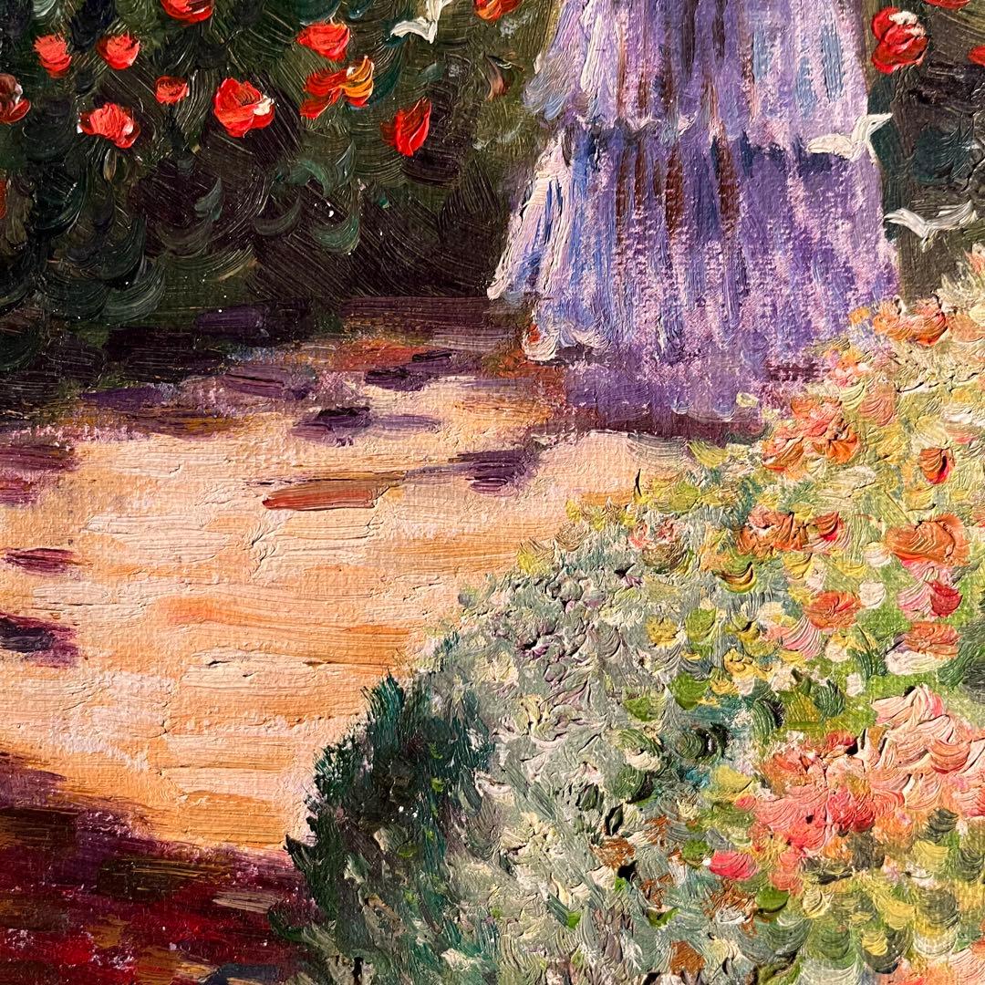 手書き油絵 クロード・モネ グラジオラス 額付き 肉筆絵画 インテリア 油彩画