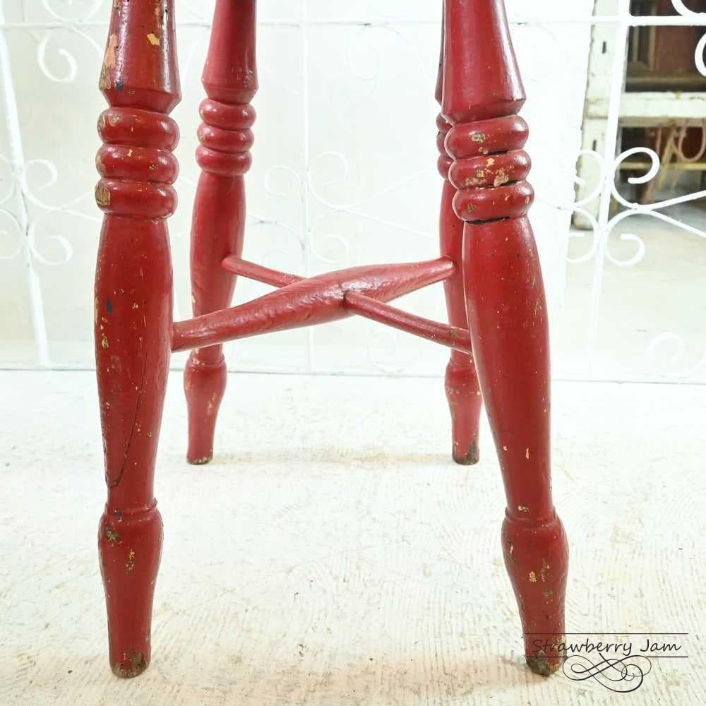 L3705-11 英国アンティーク スツール ヴィクトリア 赤 キッチンスツール