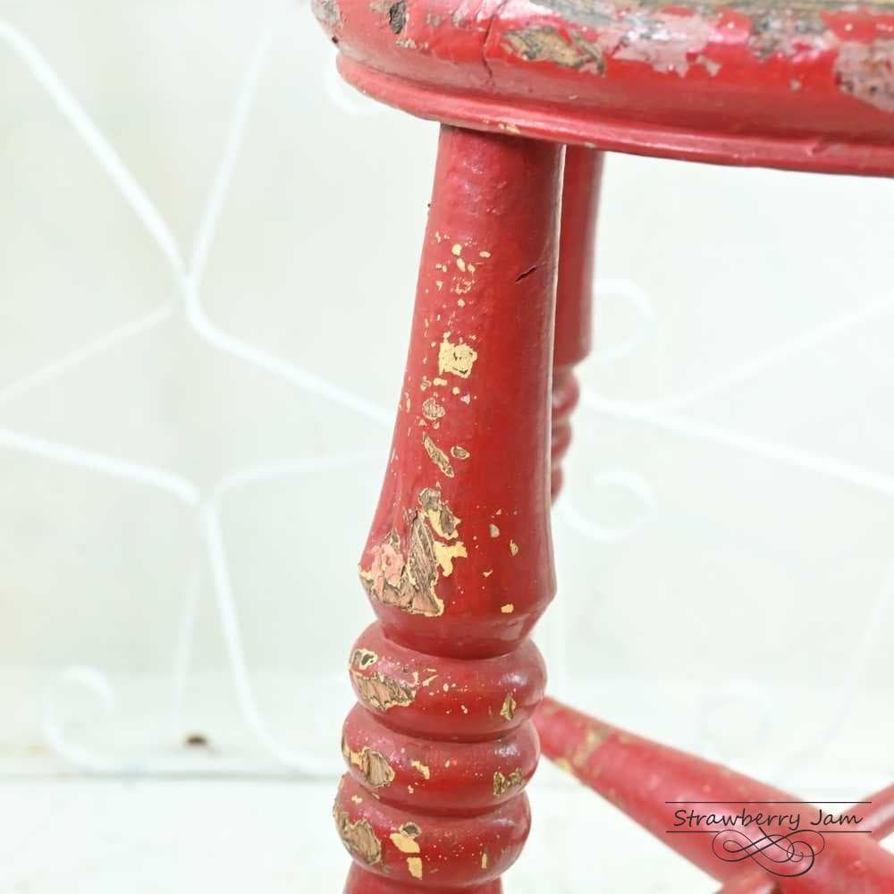 L3705-11 英国アンティーク スツール ヴィクトリア 赤 キッチンスツール