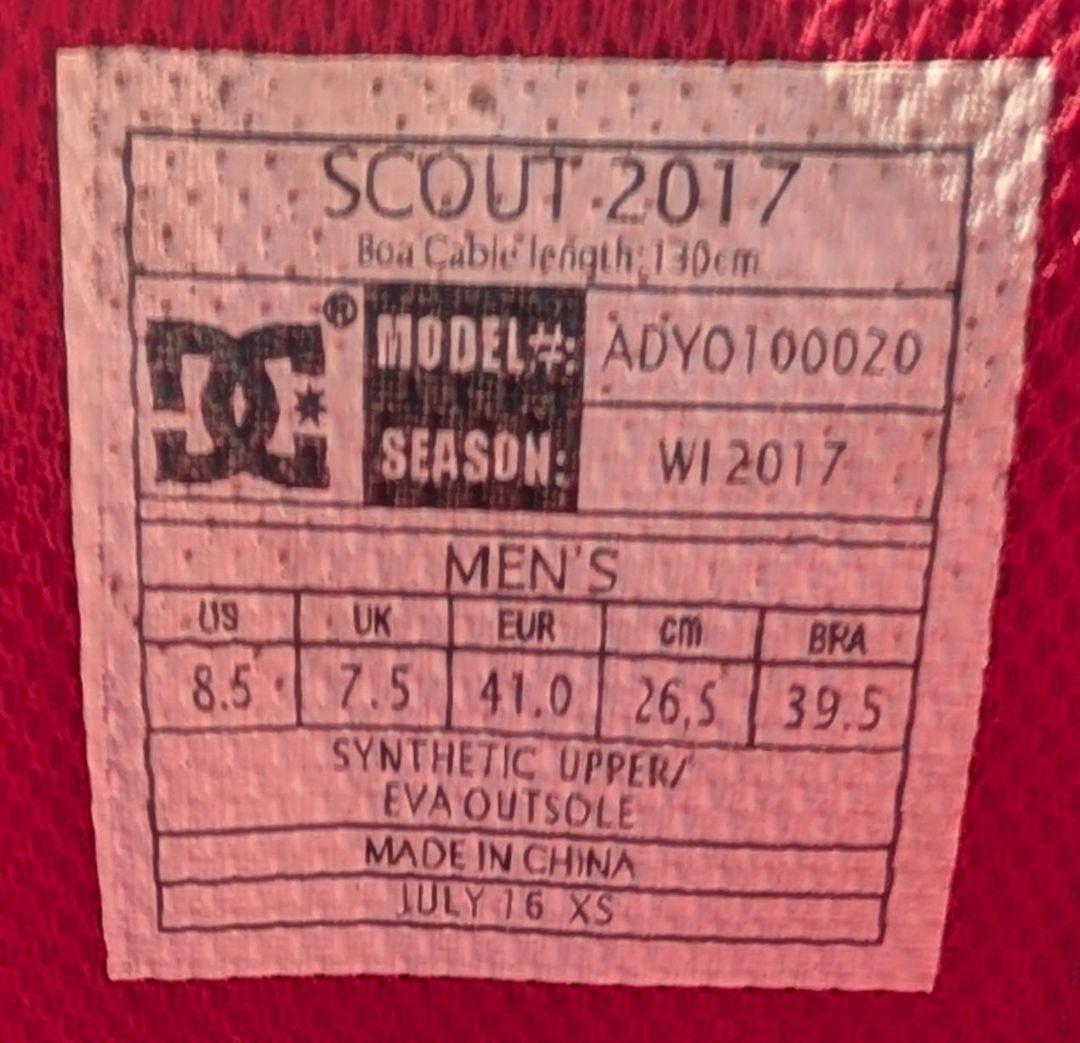 DC SCOUT 26.5cm BOA スノーボードブーツ ブラック/レッド