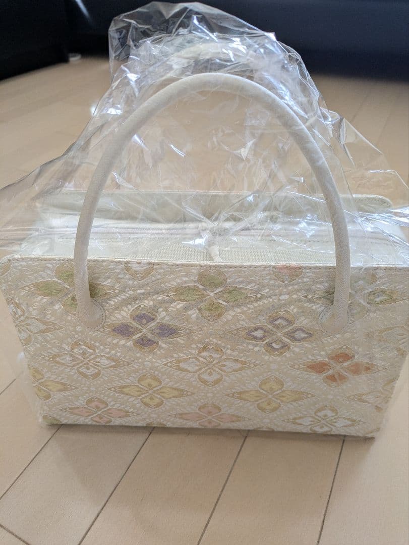 新品未使用品　京都 西陣織正絹帯地使用　利休バッグお茶席