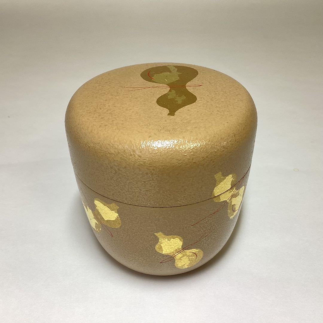 中棗 六瓢 蒔絵 白叩塗 中村湖彩 木箱入 茶道具 古物品