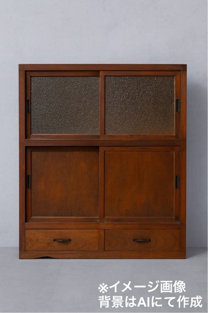 当時物　食器棚 ダイヤガラス　昭和レトロ　水屋箪笥　約87×43×h107cm