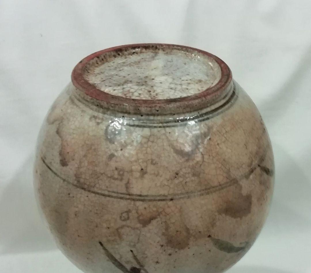 古いレトロな唐津系 \"黒牟田鉄絵草花文徳利