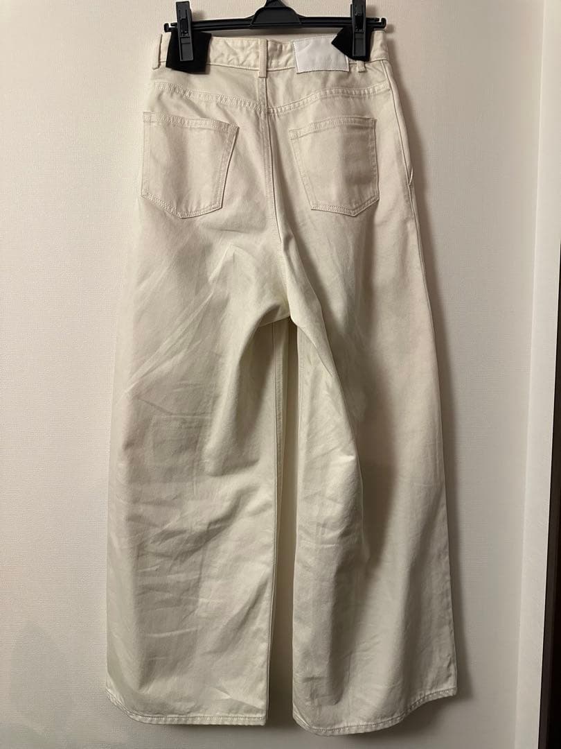 コットンデニム タックワイドパンツ