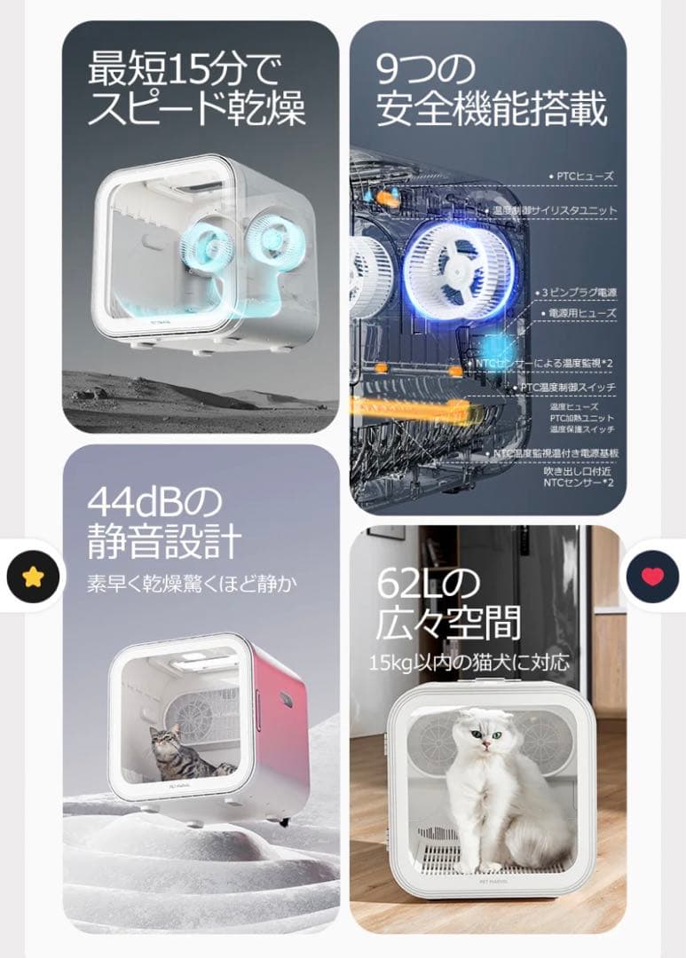 【新品】ペットドライヤーボックスPET MARVEL H4犬猫用ドライヤーハウス