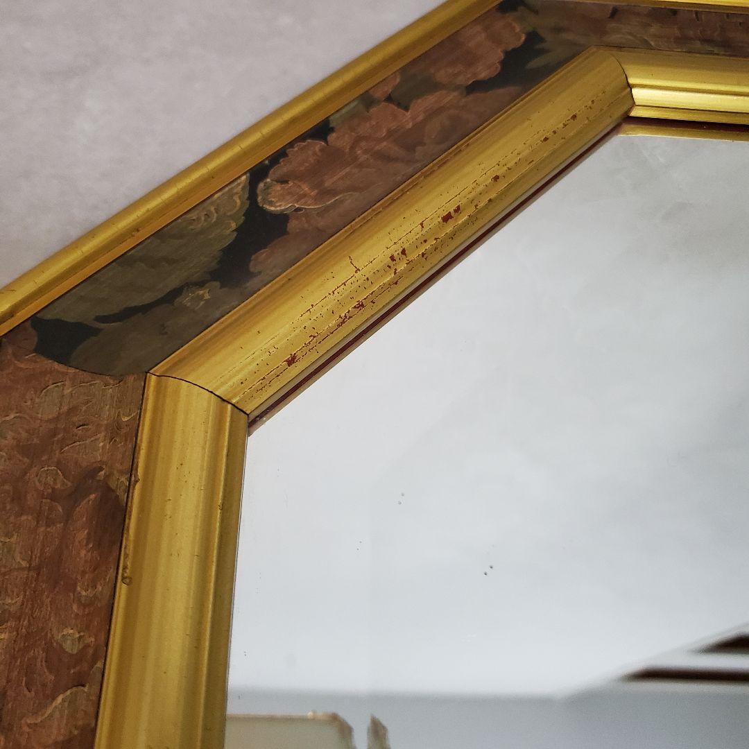 【イタリア製】ウォールミラー　鏡 アンティーク 壁掛 花柄　ヴィンテージ　レトロ