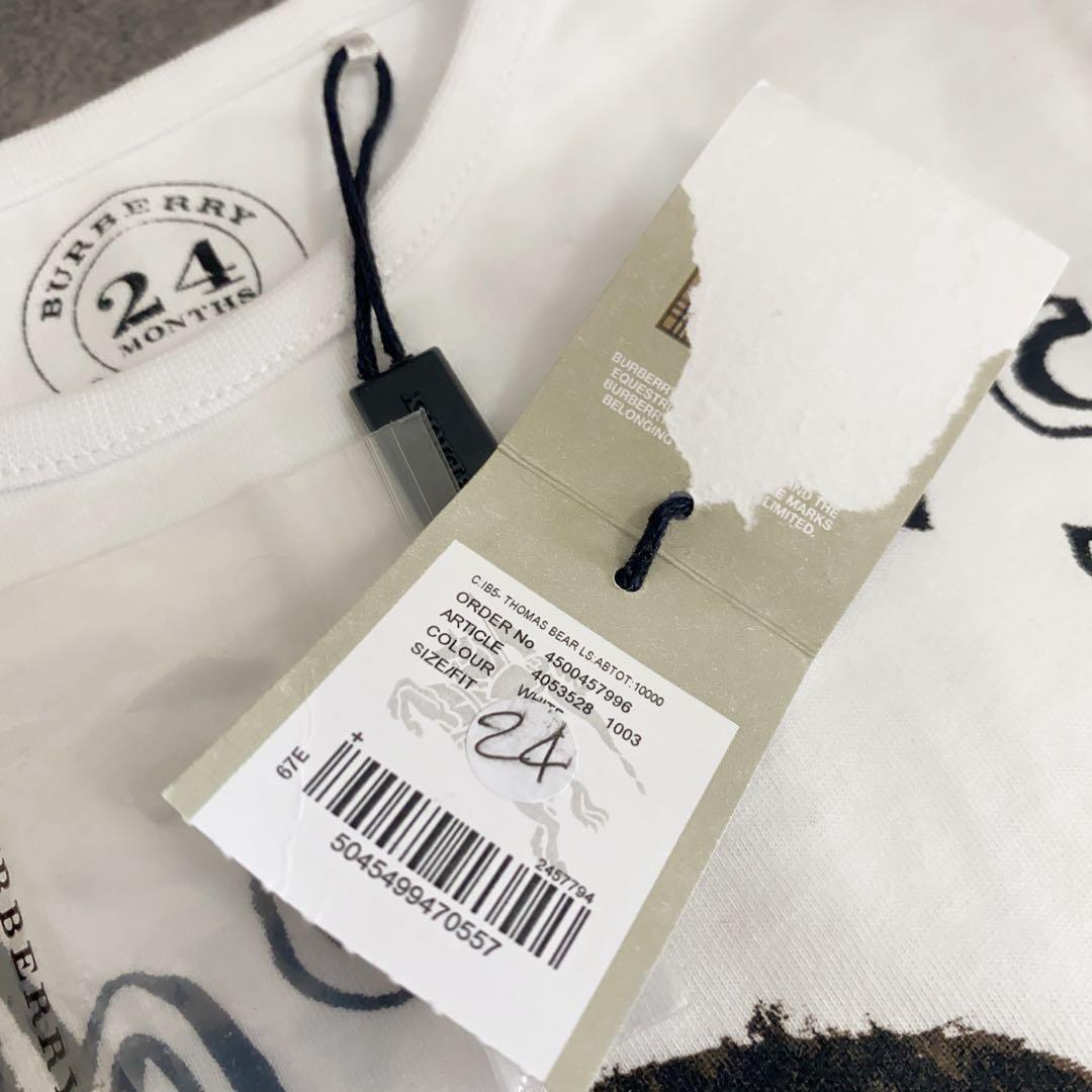 ラスト１【新品】BURBERRY トーマスベア 長袖 Tシャツ 白 ２才 ロンT