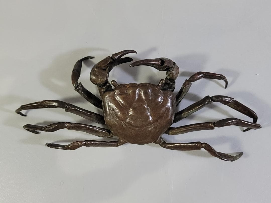 古銅 蟹 自在 盆石飾り 在銘 置物 DT613