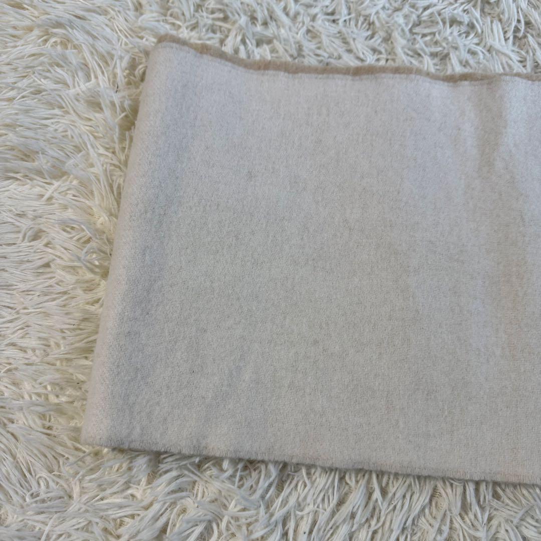 ロエベ　バイカラー　マフラー　カシミヤ　ウール　アナグラム　アイボリー