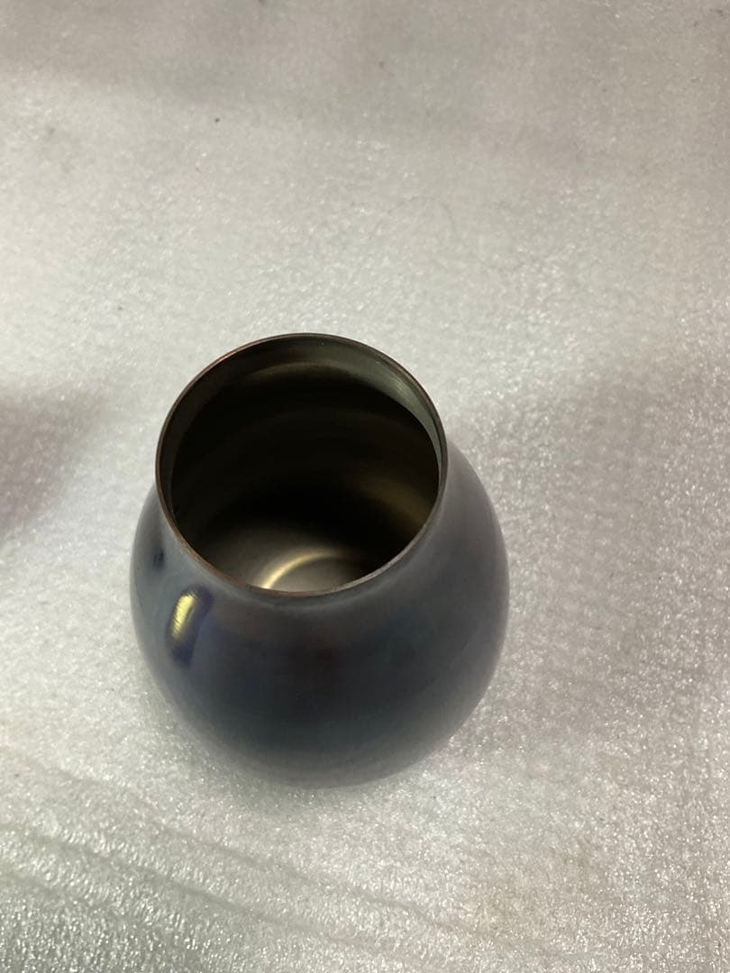 茄子型茶筒／紫小紋。美幸堂。【新品・未使用品】インテリア、食卓にどうぞ。