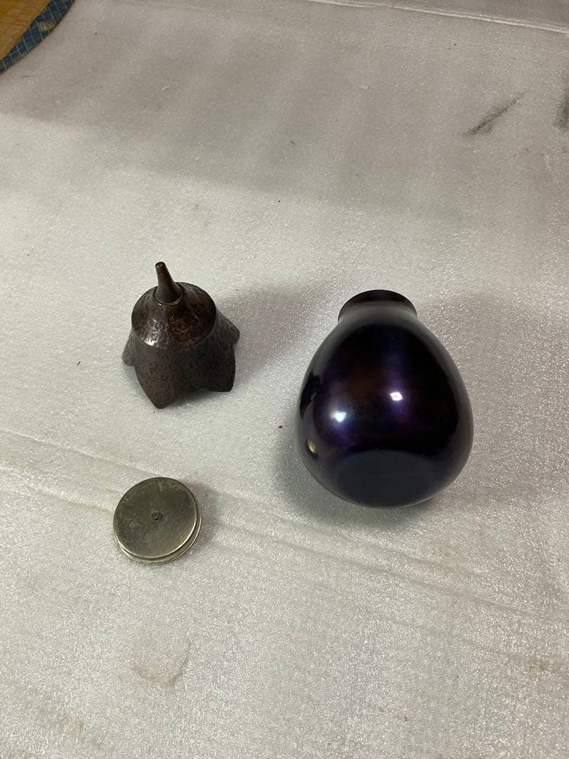 茄子型茶筒／紫小紋。美幸堂。【新品・未使用品】インテリア、食卓にどうぞ。