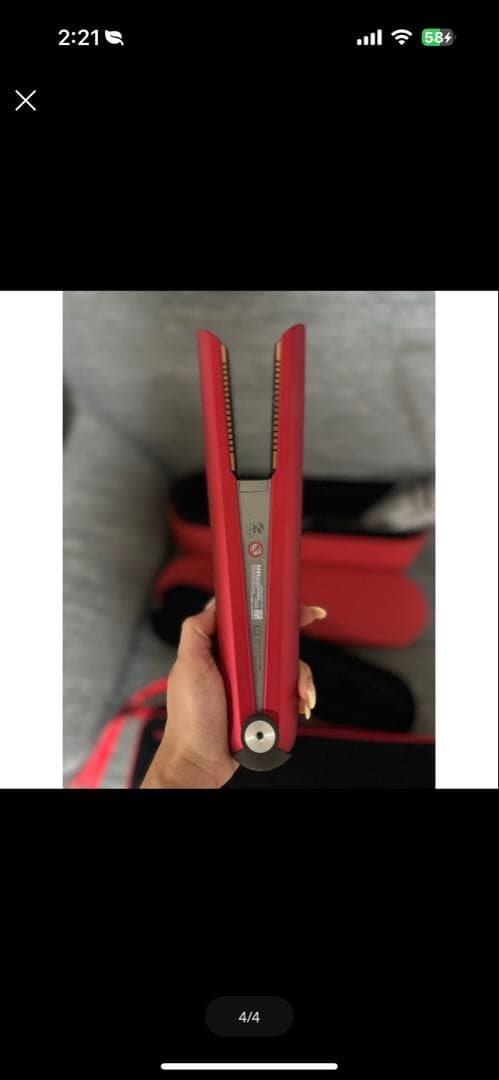 レッド ストレートヘアアイロン 本体