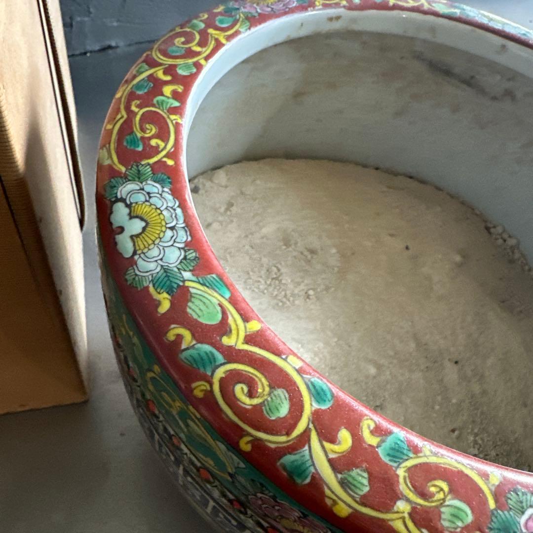 瞬間お値下げ‼️十錦手色絵伊万里　火鉢メダカ飼い観葉植物鉢カバー