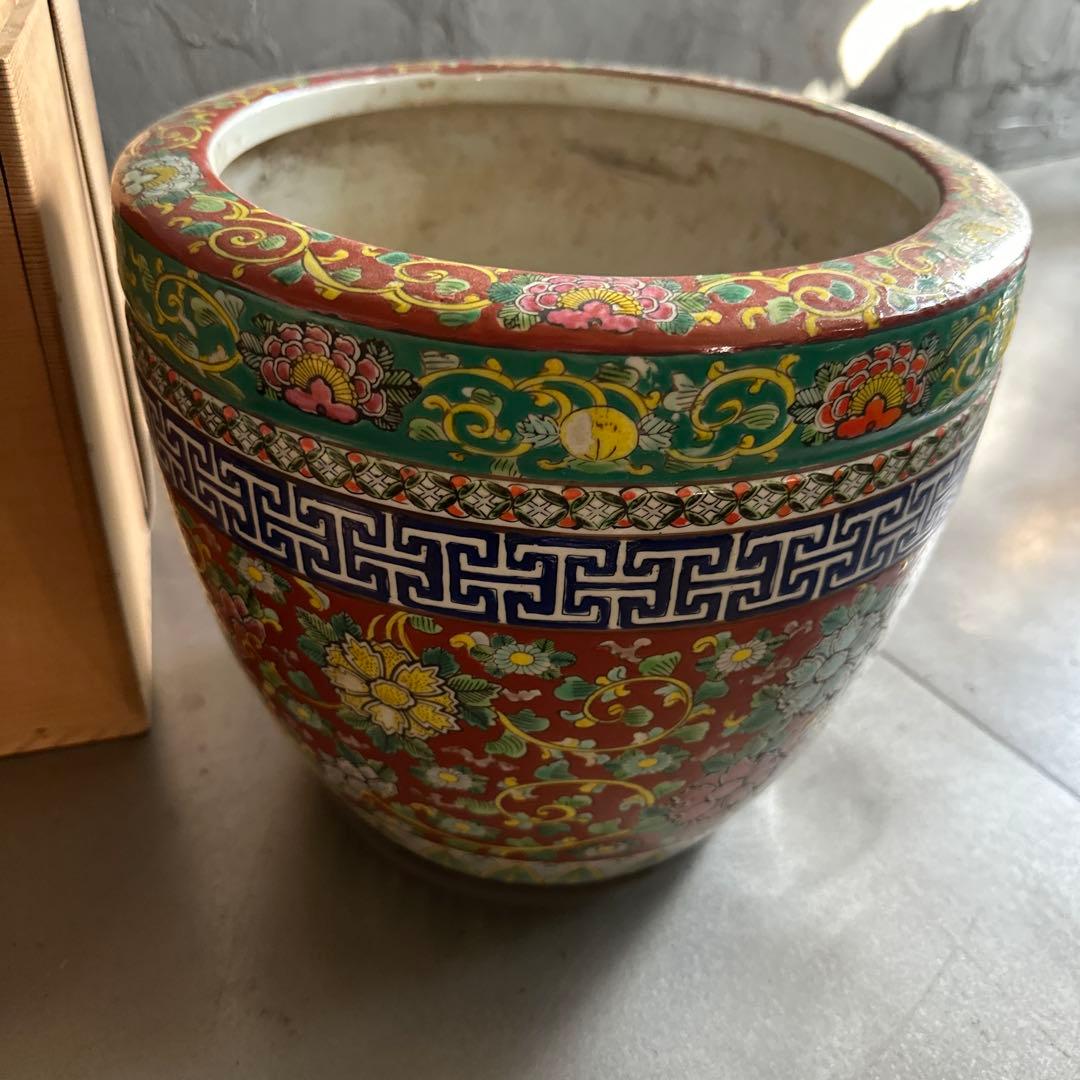 瞬間お値下げ‼️十錦手色絵伊万里　火鉢メダカ飼い観葉植物鉢カバー