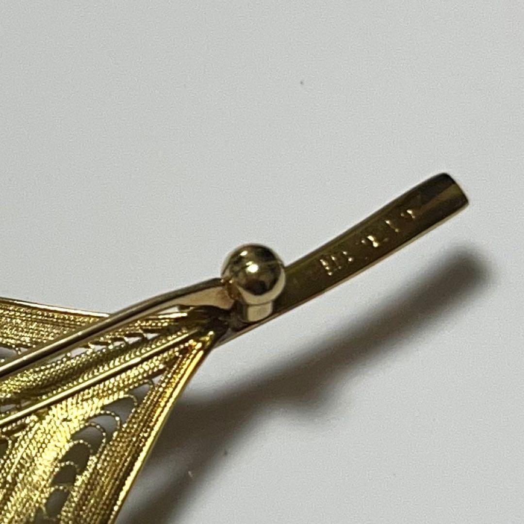 チ*ボ様 k18 葉型ブローチ メレダイヤ