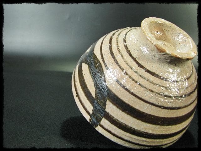 古田 織部 猿猴捕月写 勝龍寺窯 乾 伸行 絵志野 茶碗 茶道具 共箱 f188