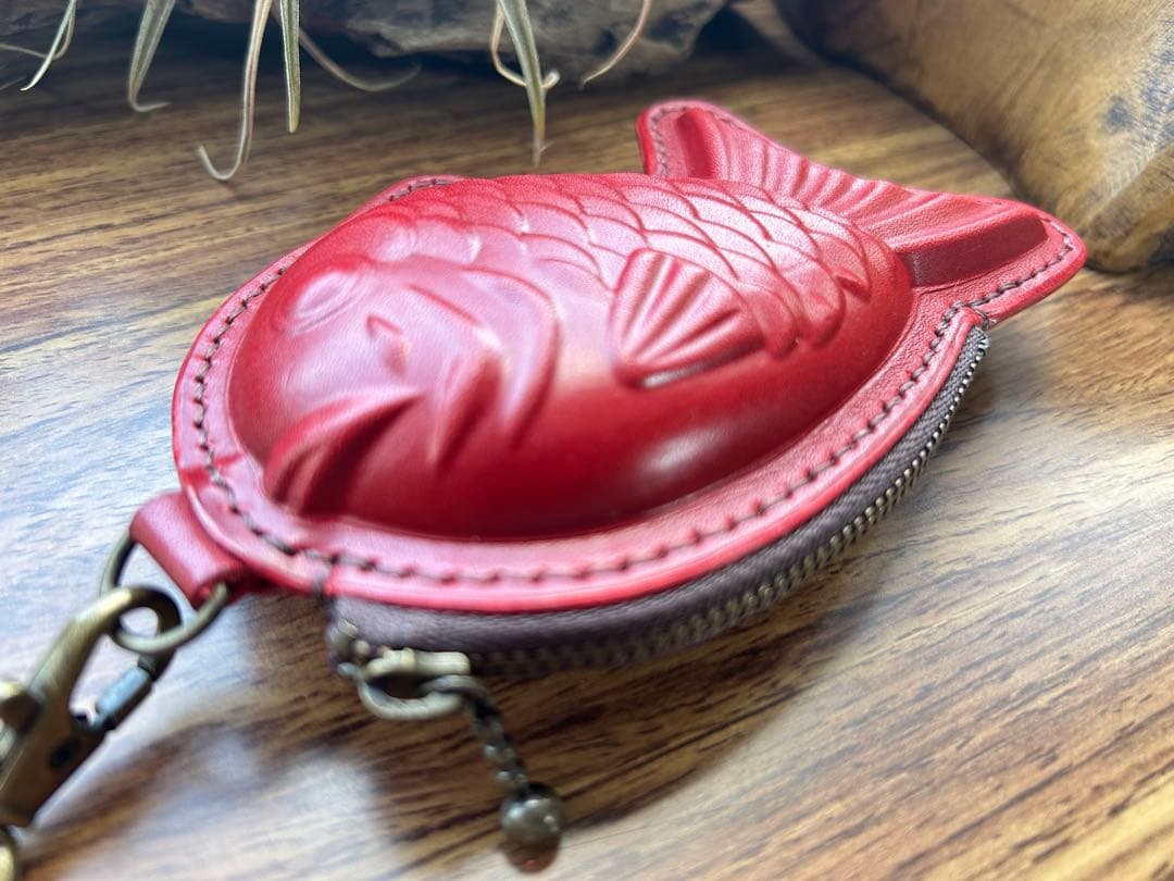 【組合せ自由３個セット】本革たい焼き型ミニポーチ｜遊び心ある小物・小銭入れ