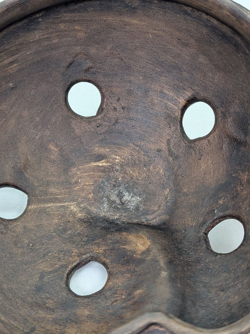 桃香炉 陶器製 合箱合布 香爐 香道具 抹茶道具 茶器 置物 細工物 モモ 古玩