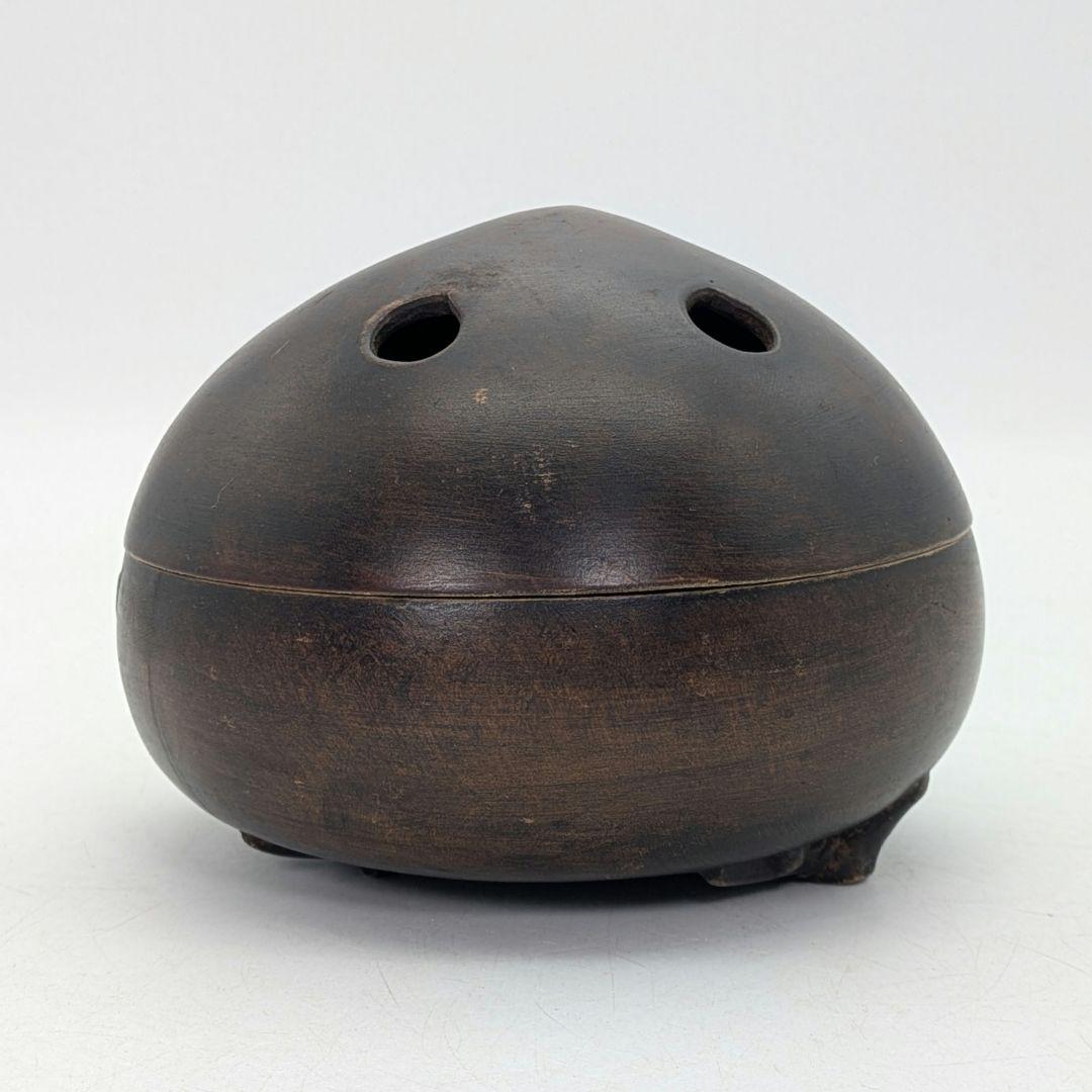 桃香炉 陶器製 合箱合布 香爐 香道具 抹茶道具 茶器 置物 細工物 モモ 古玩