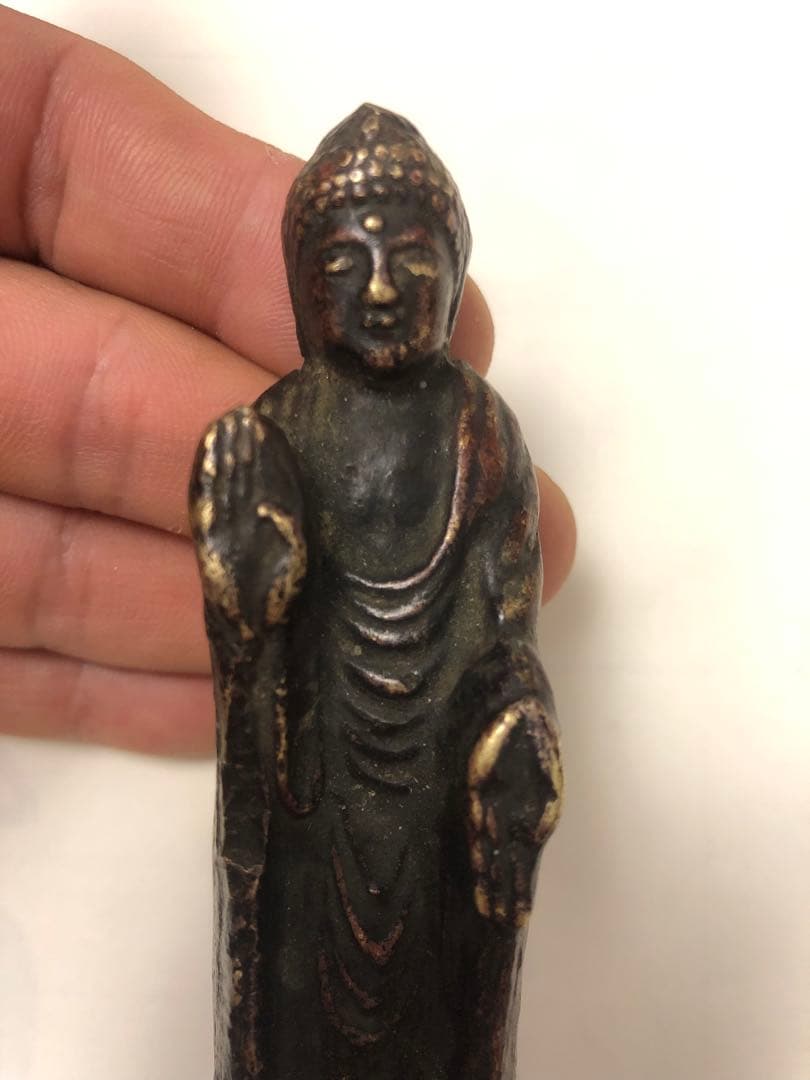 古董，阿弥陀如来像，中国清時代，古铜製，旧家藏出。