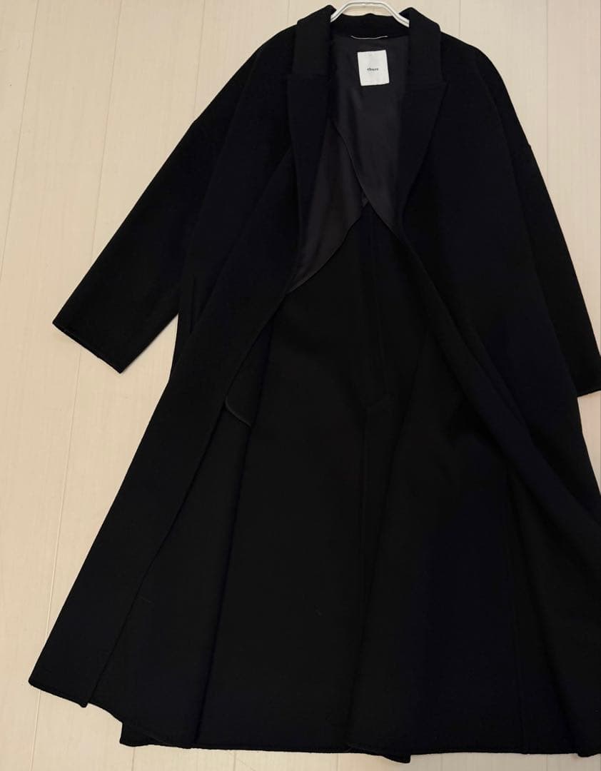 美品 ebure リュクスビーバー ボタンレス ロングチェスター ガウンコート
