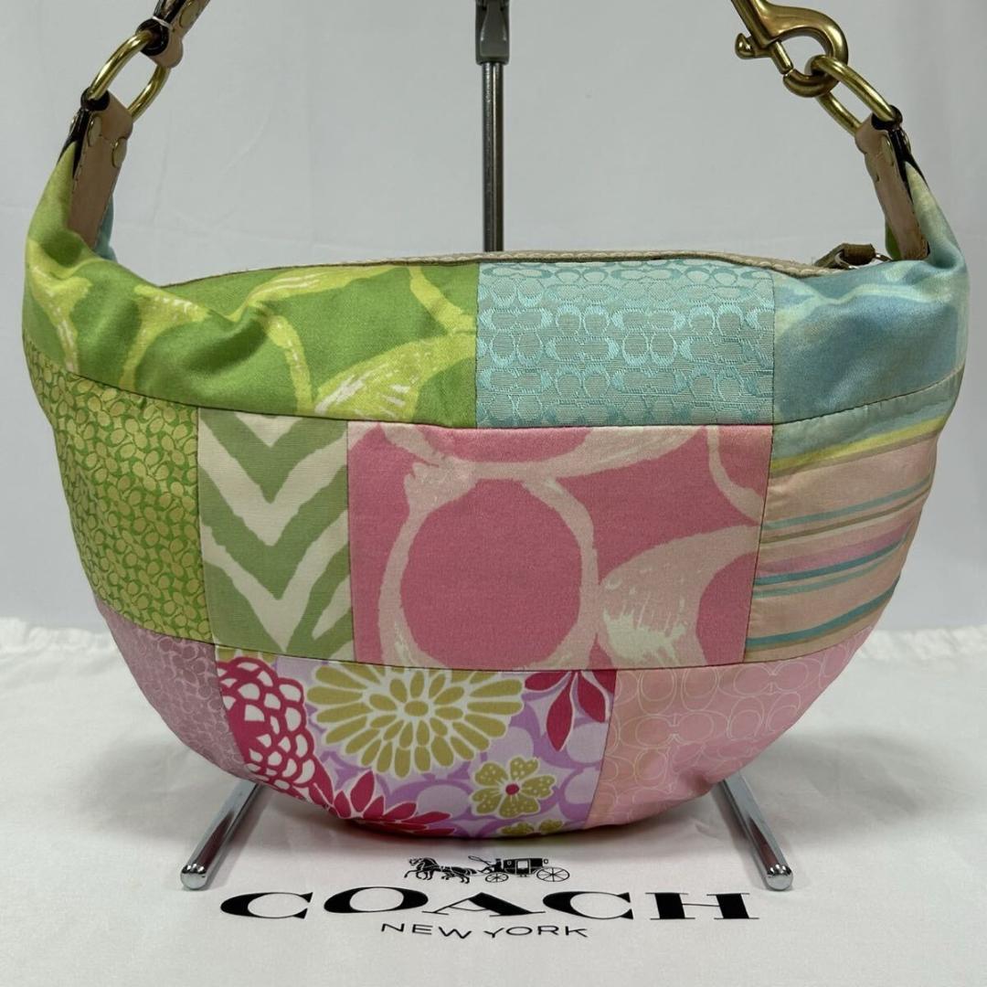【美品】コーチ 374 ソーホー パッチワーク ワンハンドバッグ ナイロン