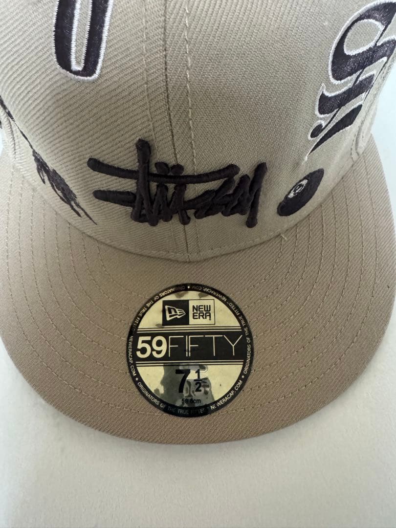 Stussy 59FIFTY ベージュキャップ 7 1/2
