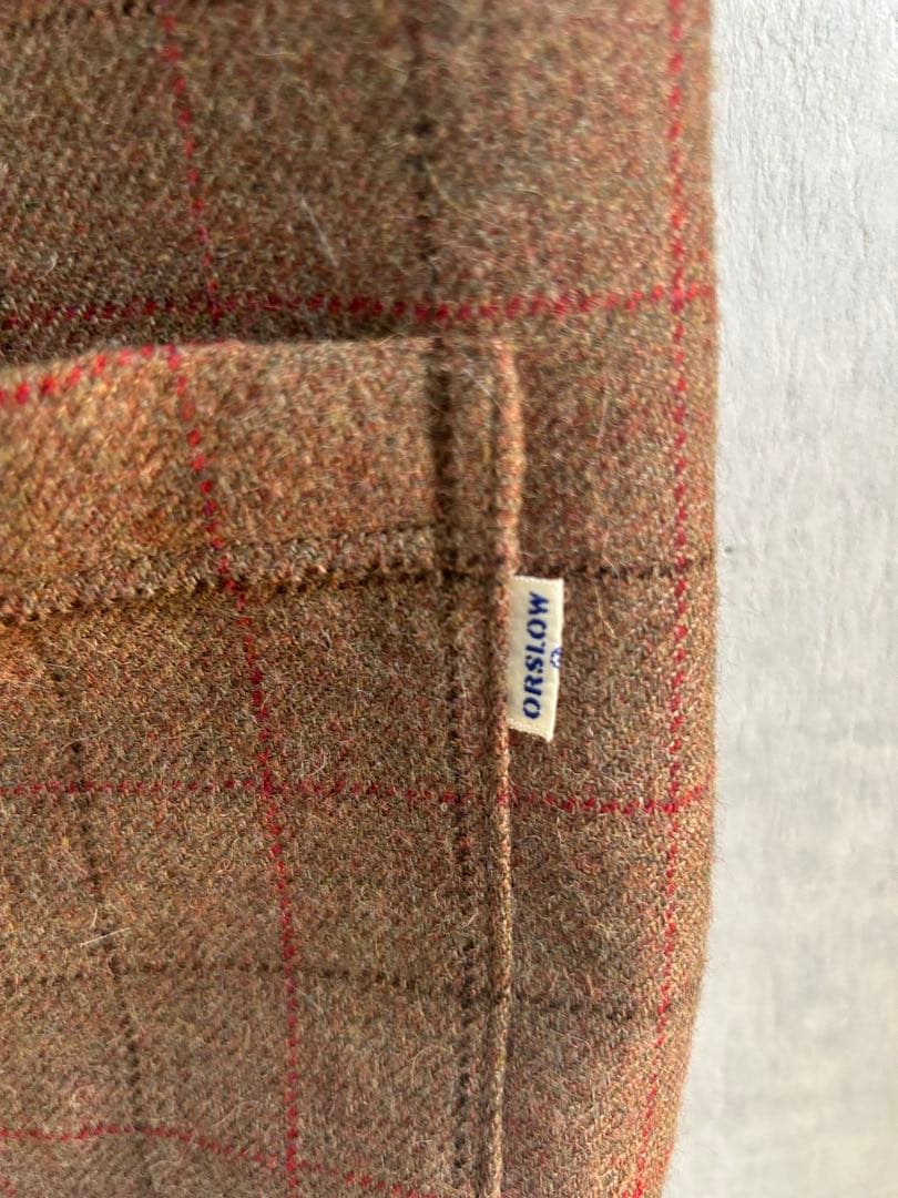 or slow オアスロウ　ツイードベスト　チェック　ブラウン　2 M アメカジ